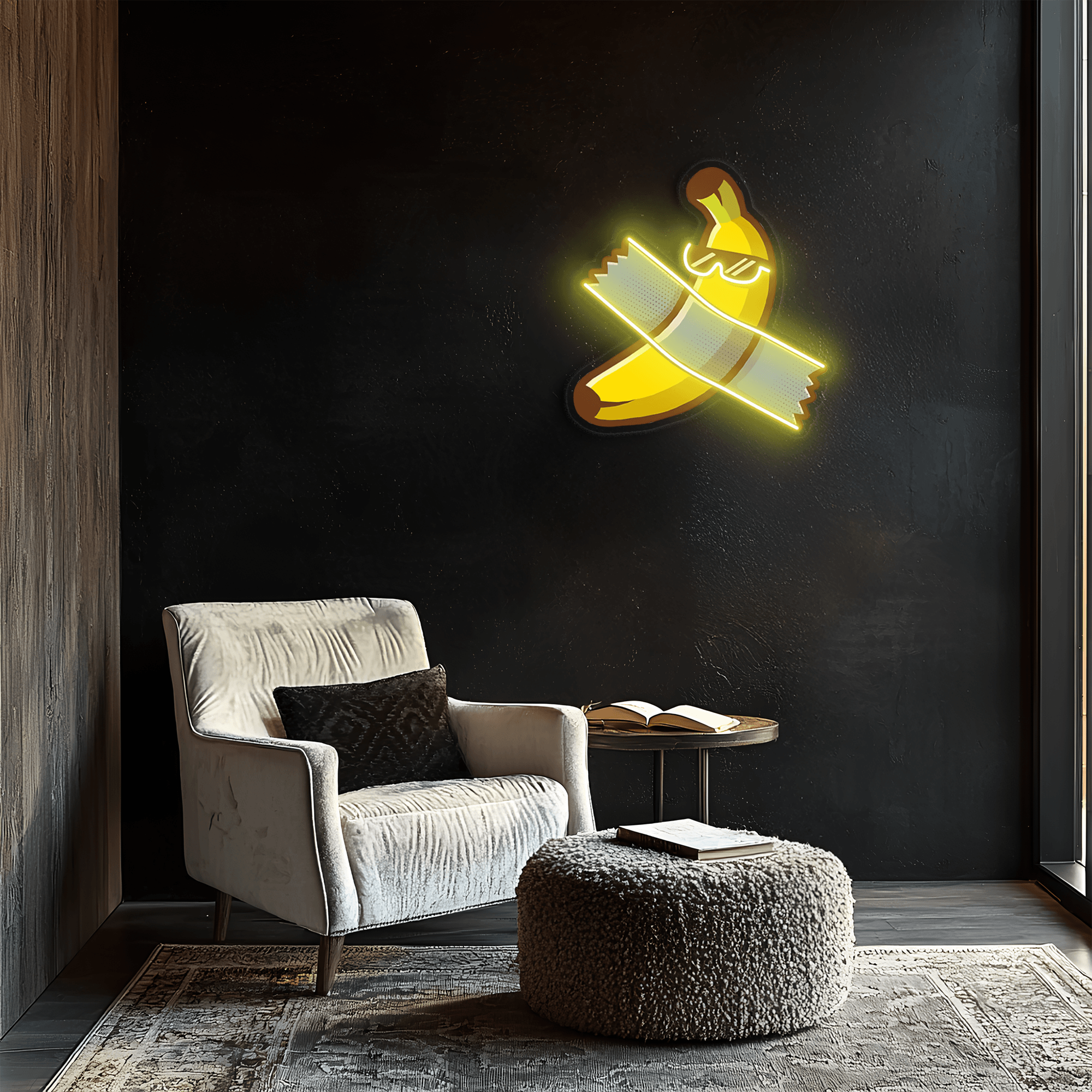 Handcrafted Banana Table Neon Sign - UV Print LED Wall Art Modern Home Bedroom Decor