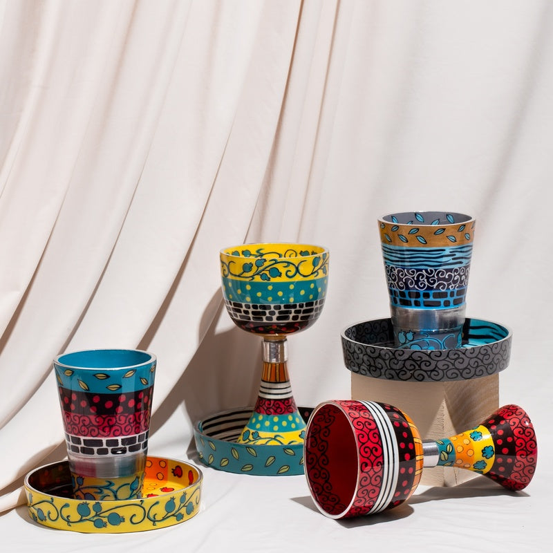 Kiddush Cup with Hand Painted Enamel - Premium Touch Series