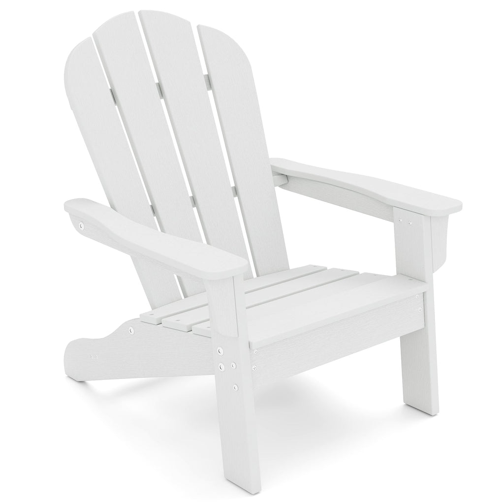 All-Weather HDPE Kid's Adirondack Chair with with High Backrest and Armrests-White