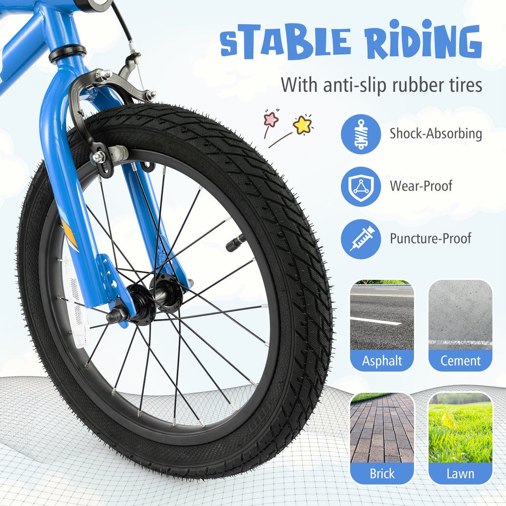 18 Inch Kids Bike LED Lighted Adjustable with Training Wheels for 4-8 Years Old Kids-18 inches