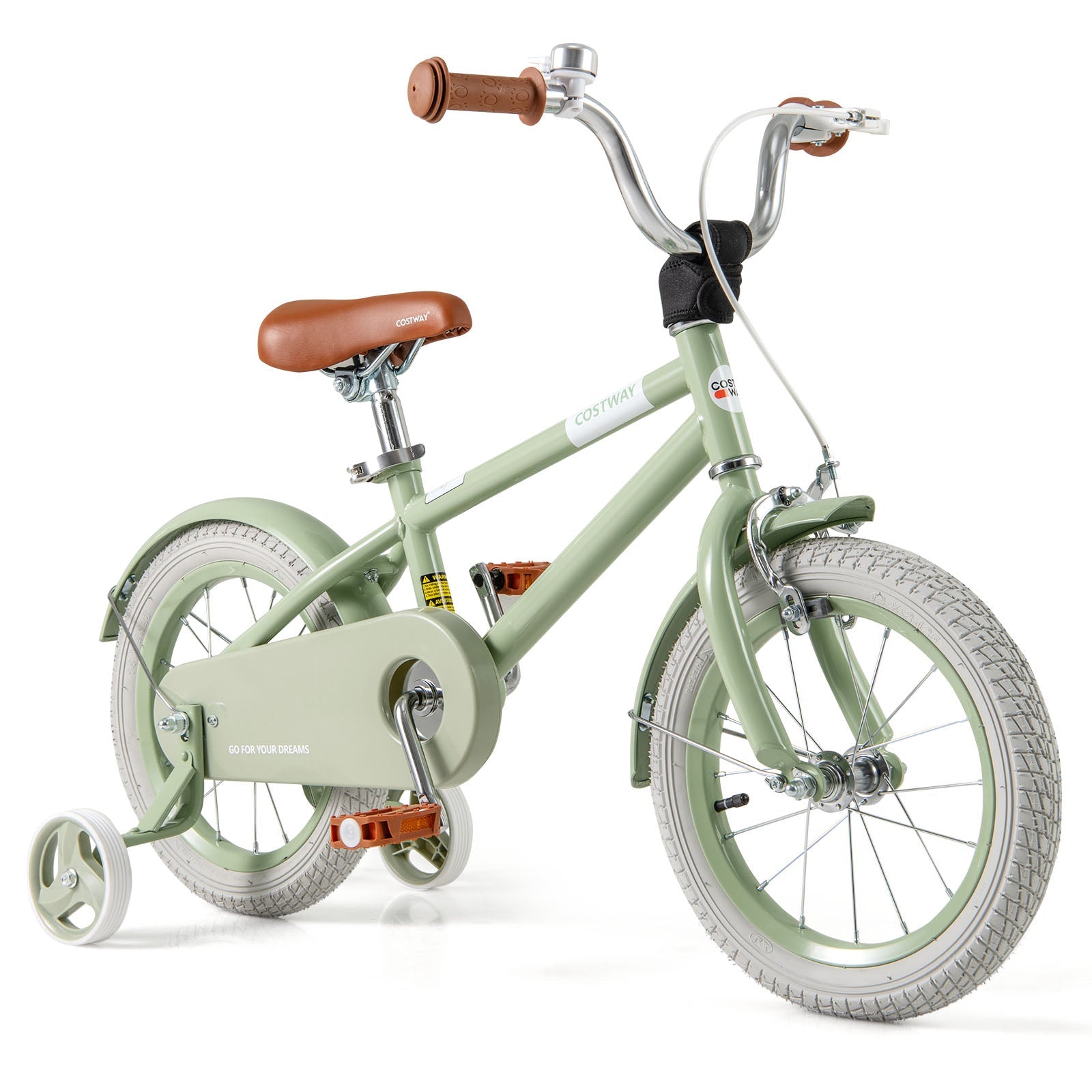 Kids Bike with Adjustable Handlebar and Saddle Green