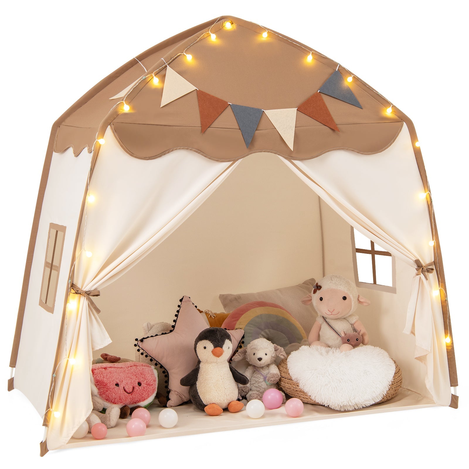 Kids Play Tent Bed Tent with String Lights Extra Large Playhouse Tent