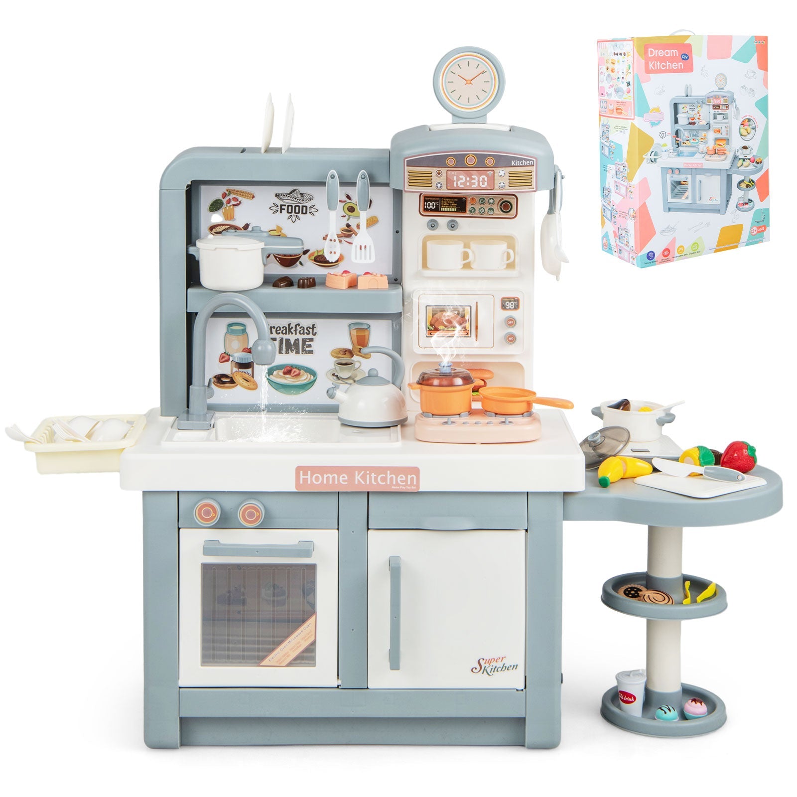 Kids Play Kitchen Toy with Stove Sink Oven with Light and Sound