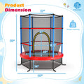 55 Inch Kids Recreational Trampoline Bouncing Jumping Mat with Enclosure Net