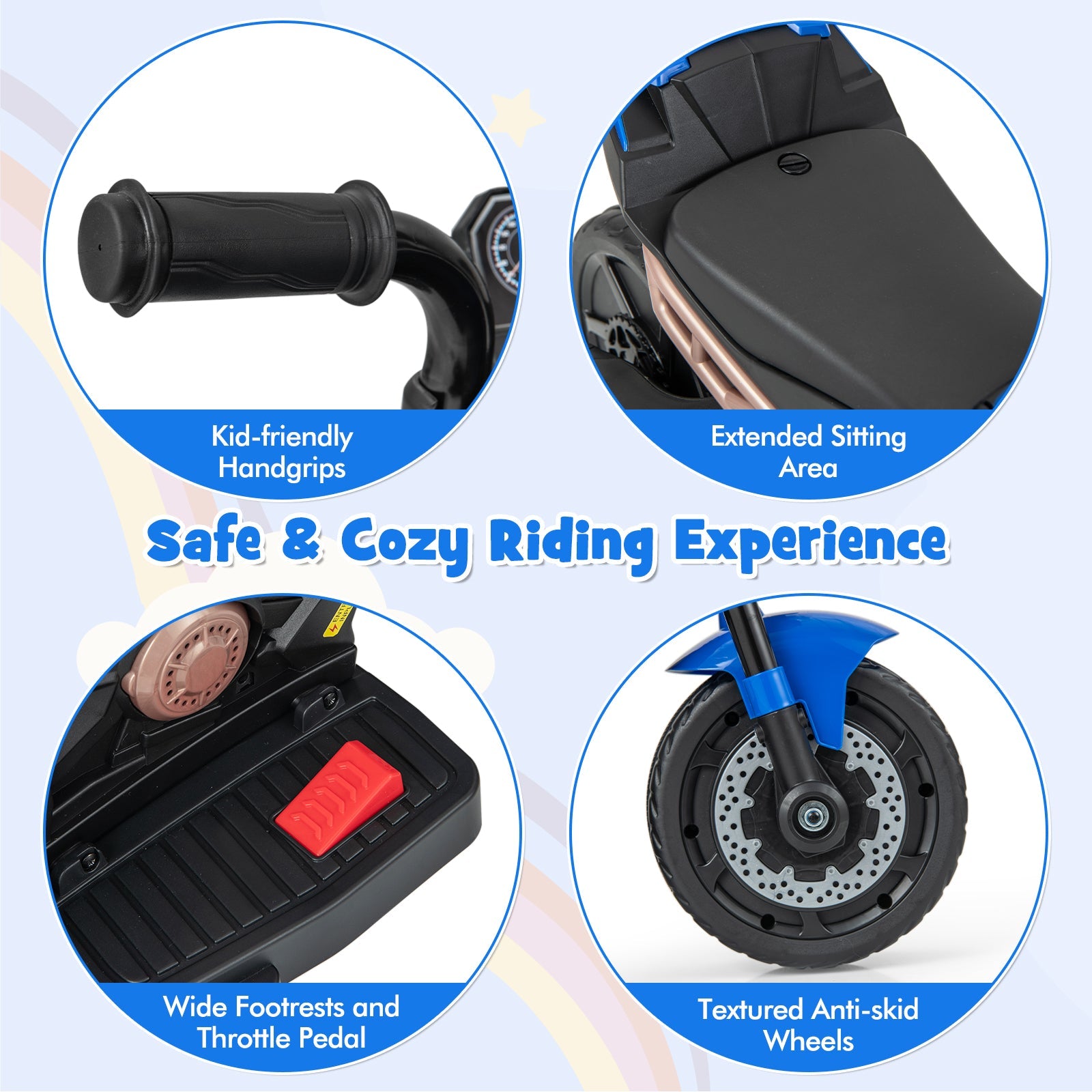 Kids Ride-on Motorcycle 6V Battery Powered Motorbike with Detachable Training Wheels