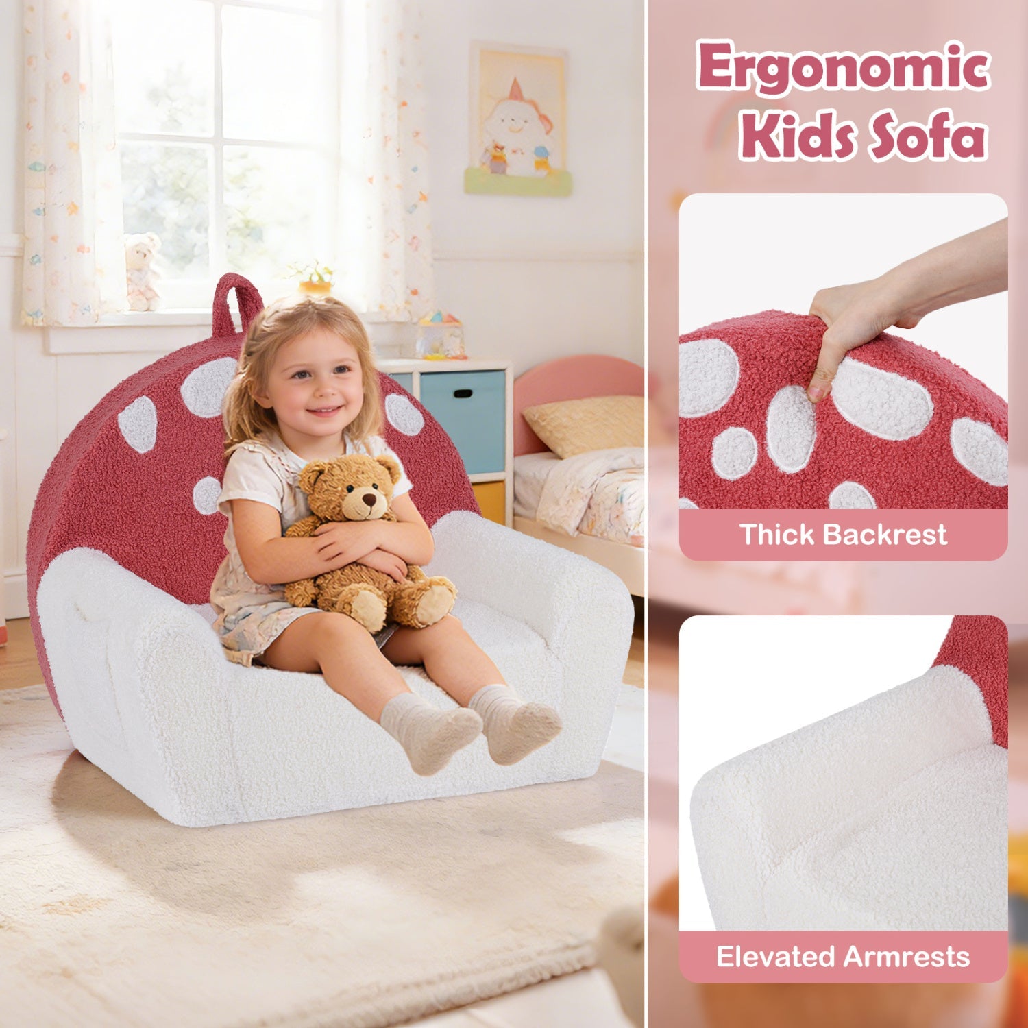 Kids Sofa Toddler Foam Couch with Soft Fleece Fabric Cover