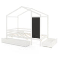 Kids Twin Size Bed with 2 Drawers Solid Wood Bed with Blackboard