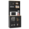 72 Inch Freestanding Pantry Cabinet with Hutch and Adjustable Shelf