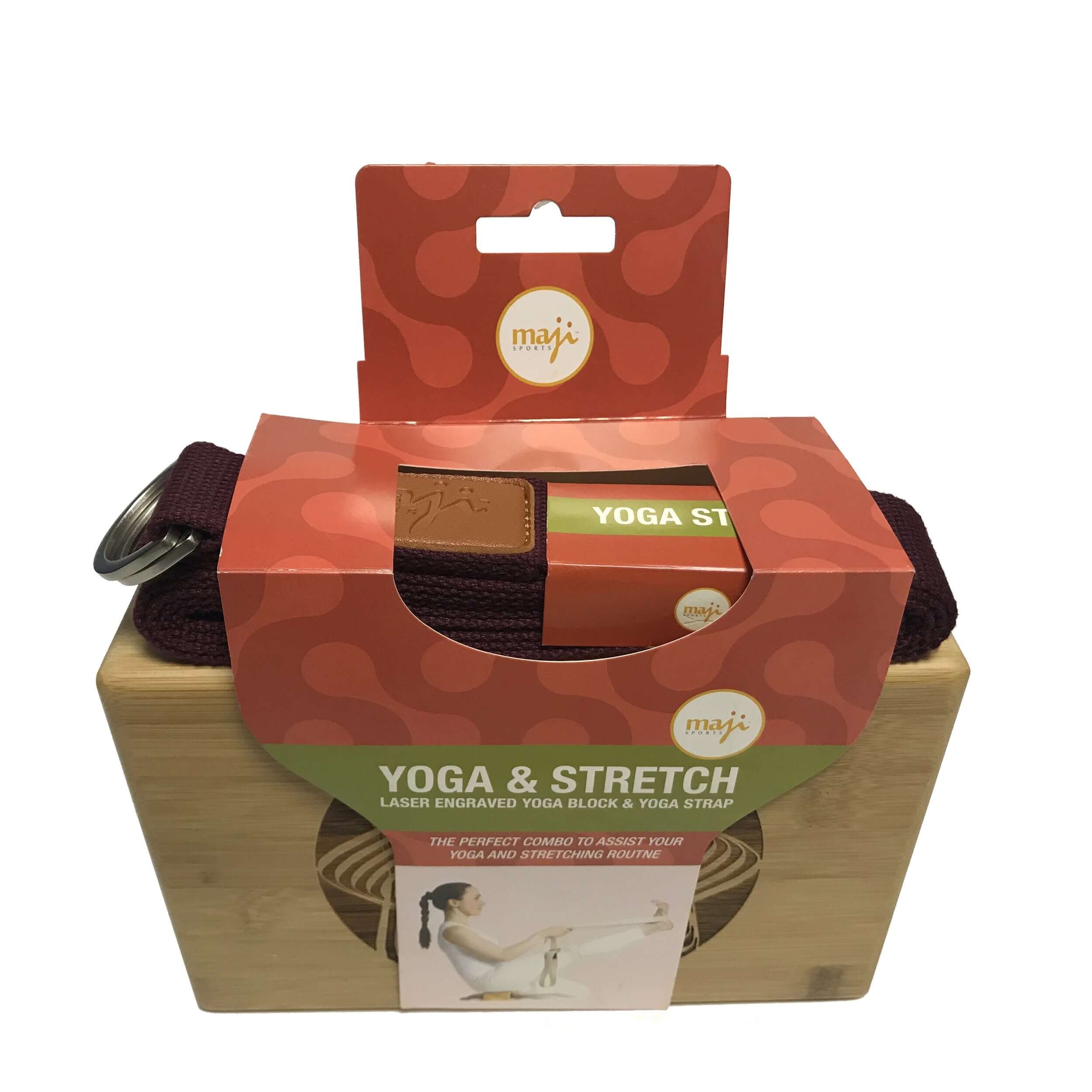 Laser Engraved Bamboo Yoga Block & Strap Combo - Circle Design