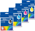 New, Pre-Owned - Brother LC504XL High Yield Multi-Color (BCMY) Ink Cartridge, 4-Pack