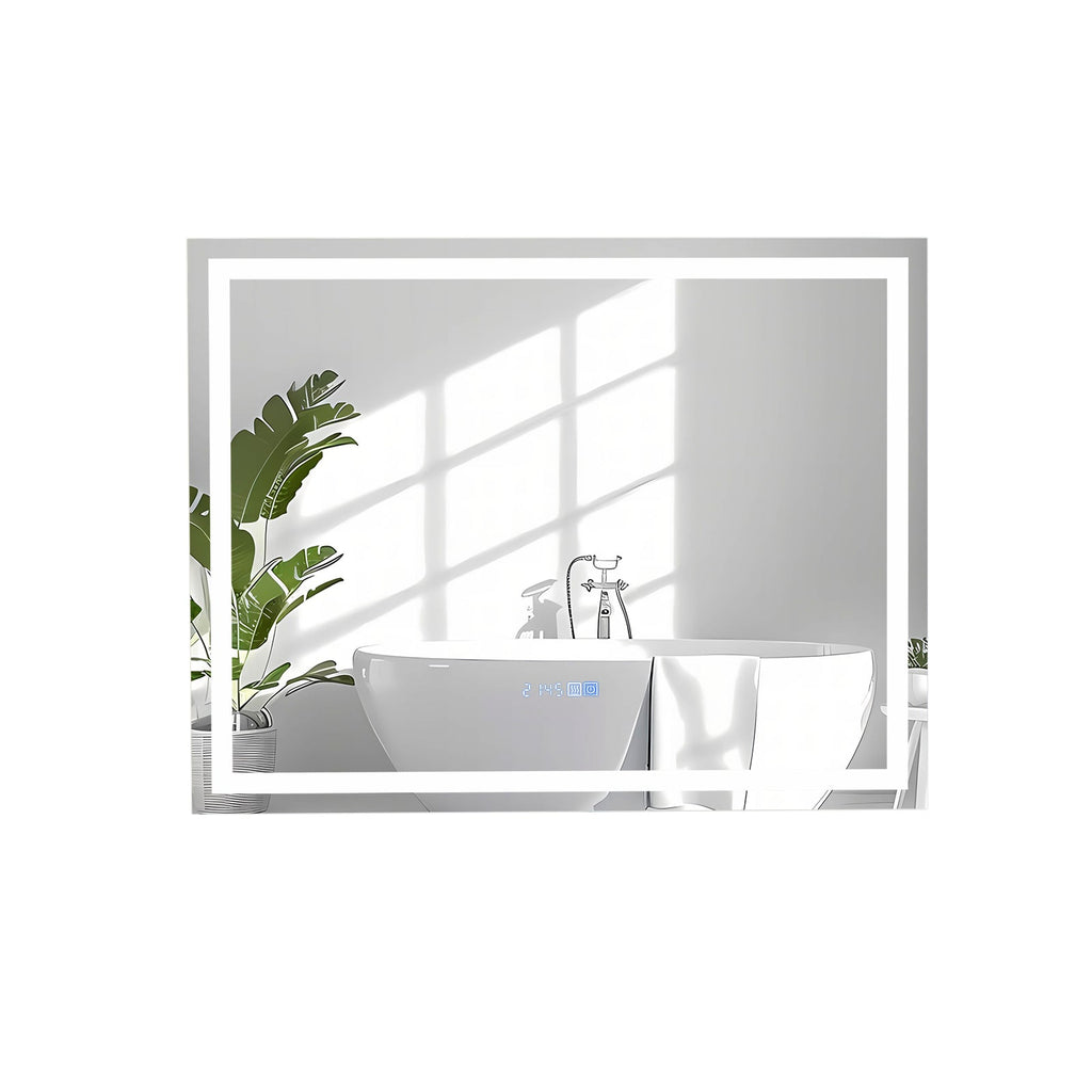LED Bathroom Mirror Wall Mounted Rectangle Mirror with 3-Color Dimmable Lights