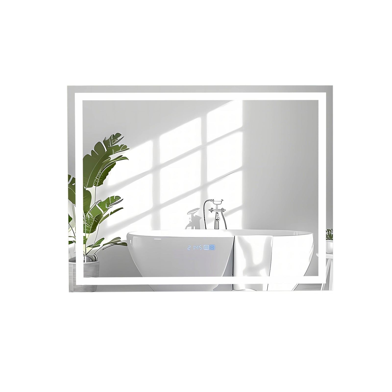 LED Bathroom Mirror Wall Mounted Rectangle Mirror with 3-Color Dimmable Lights