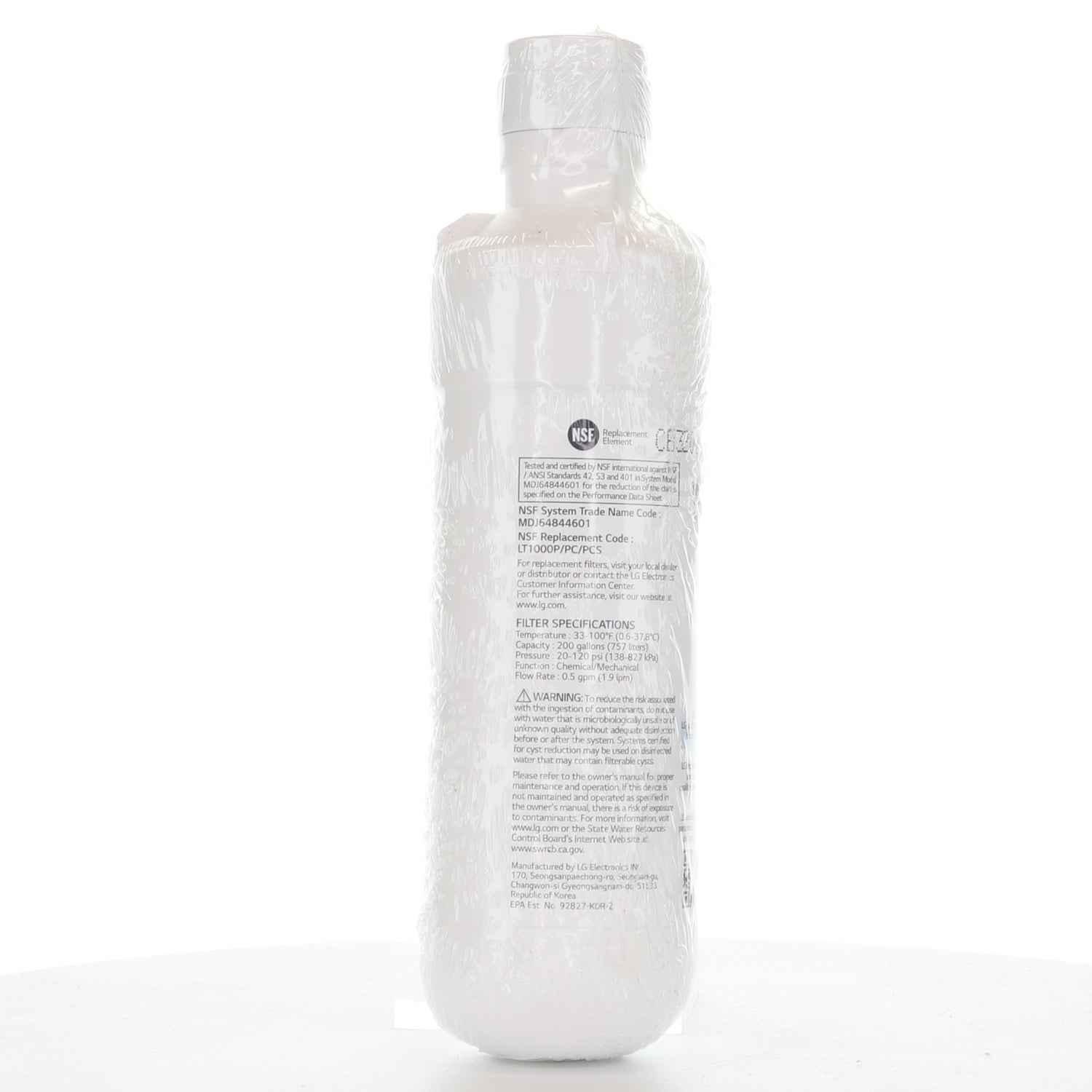 LG LT1000P / ADQ747935 Refrigerator Water Filter Replacement Cartridge - AGF80300704