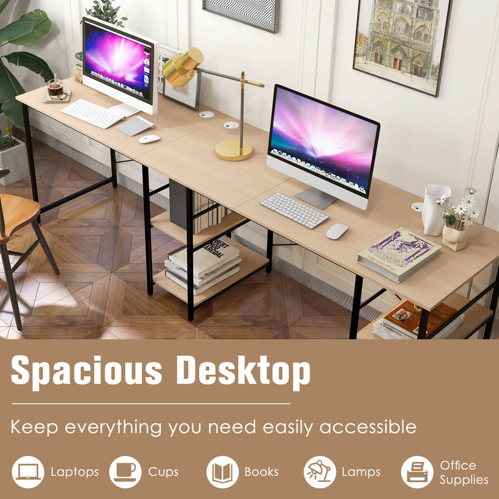 L Shaped Computer Desk with 4 Storage Shelves and Cable Holes
