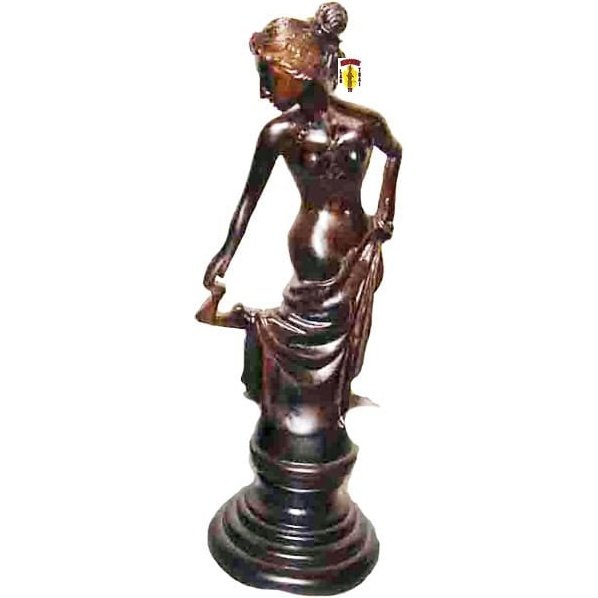Lady Holding Toe Statue Asian Hardwood