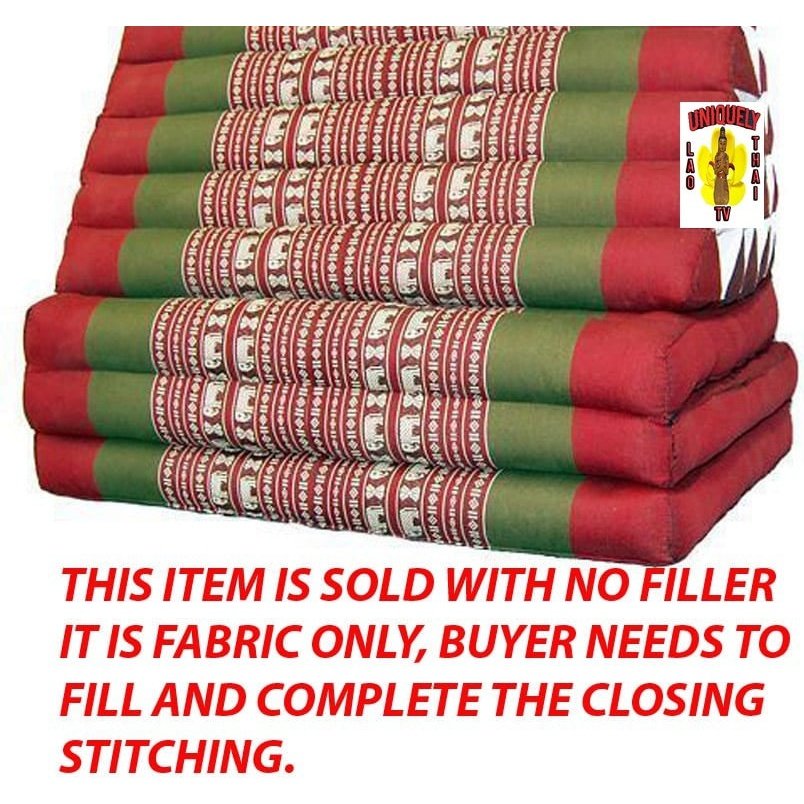 Red, Pea Green, White Elephant Triangle Pillow & Pad NO FILLER