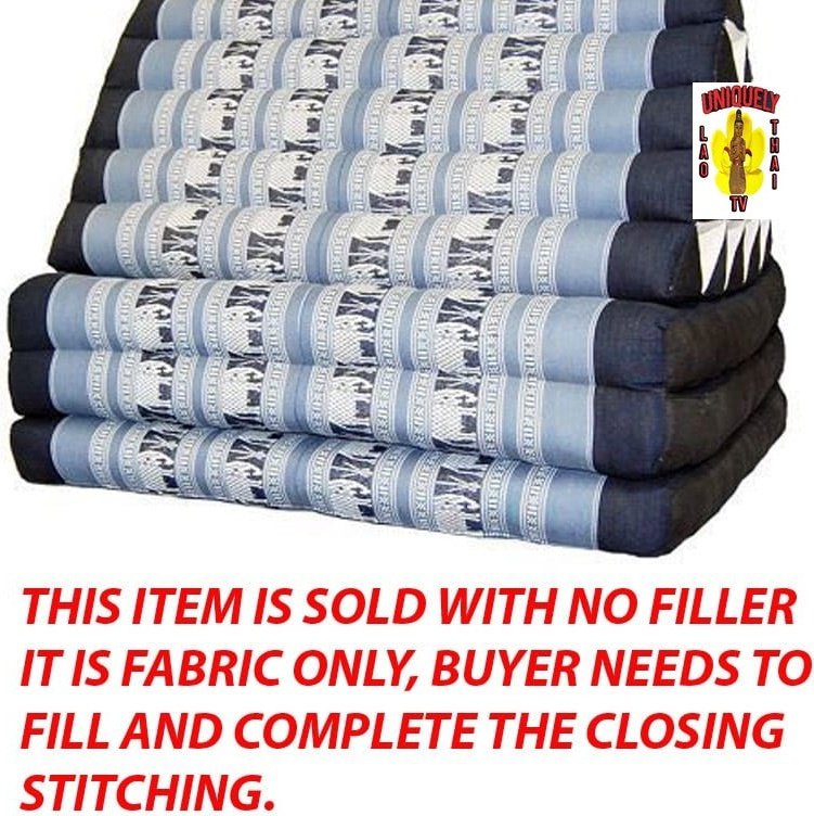 Large Triangle Pillow and 3 Pads Navy Blue Blue White Elephant No Fill