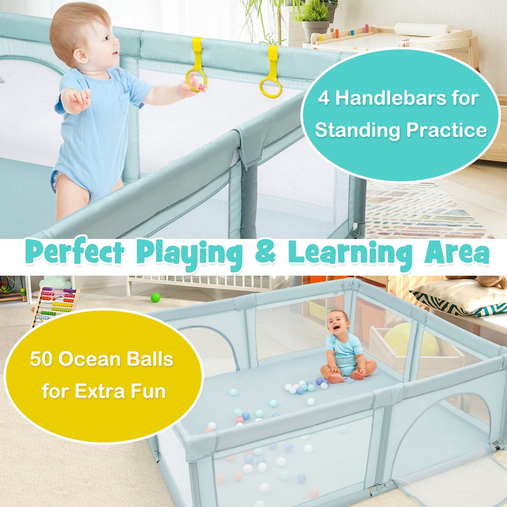 Large Infant Baby Playpen Safety Play Center Yard with 50 Ocean Balls