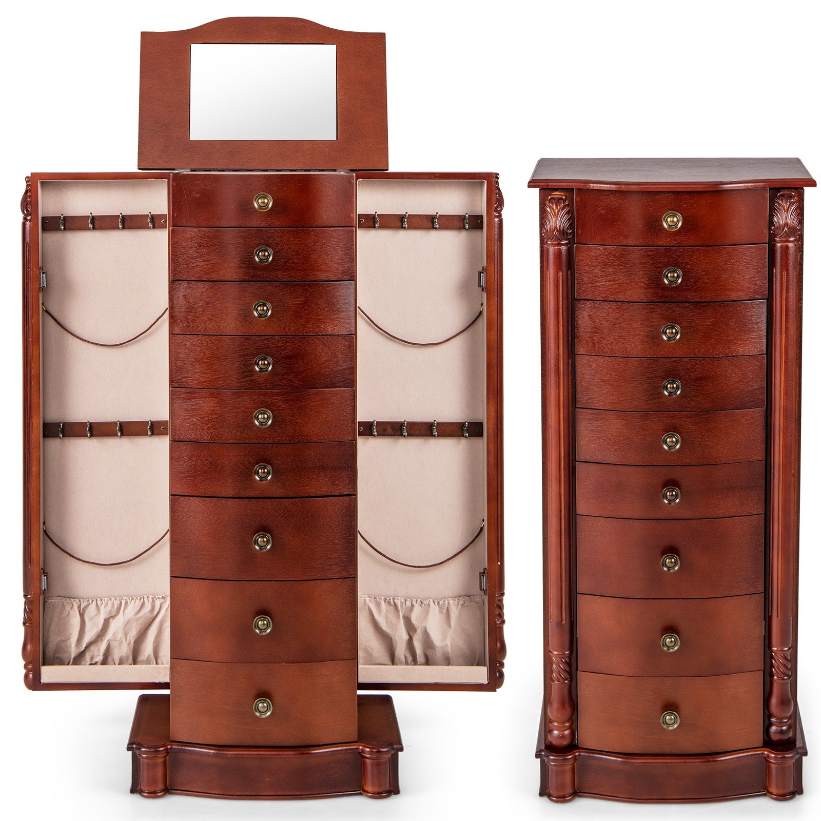 Large Wooden Jewelry Storage Box Organizer