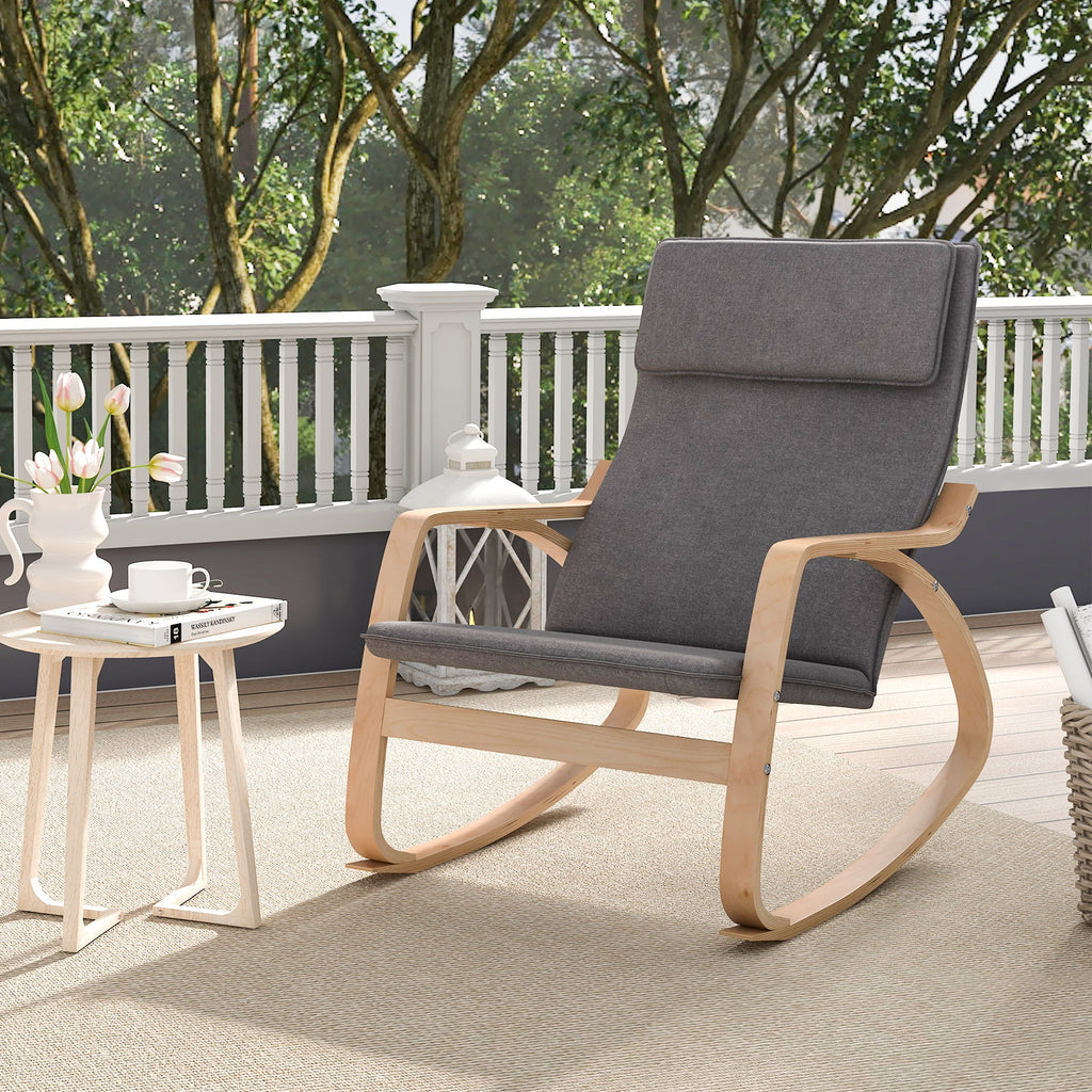 Stable Wooden Frame Leisure Rocking Chair with Removable Upholstered Cushion
