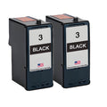 U.S. Remanufactured for Lexmark #3 Black Ink Cartridges Twin Pack