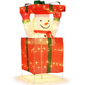 Lighted Snowman in Gift Box Christmas Decoration