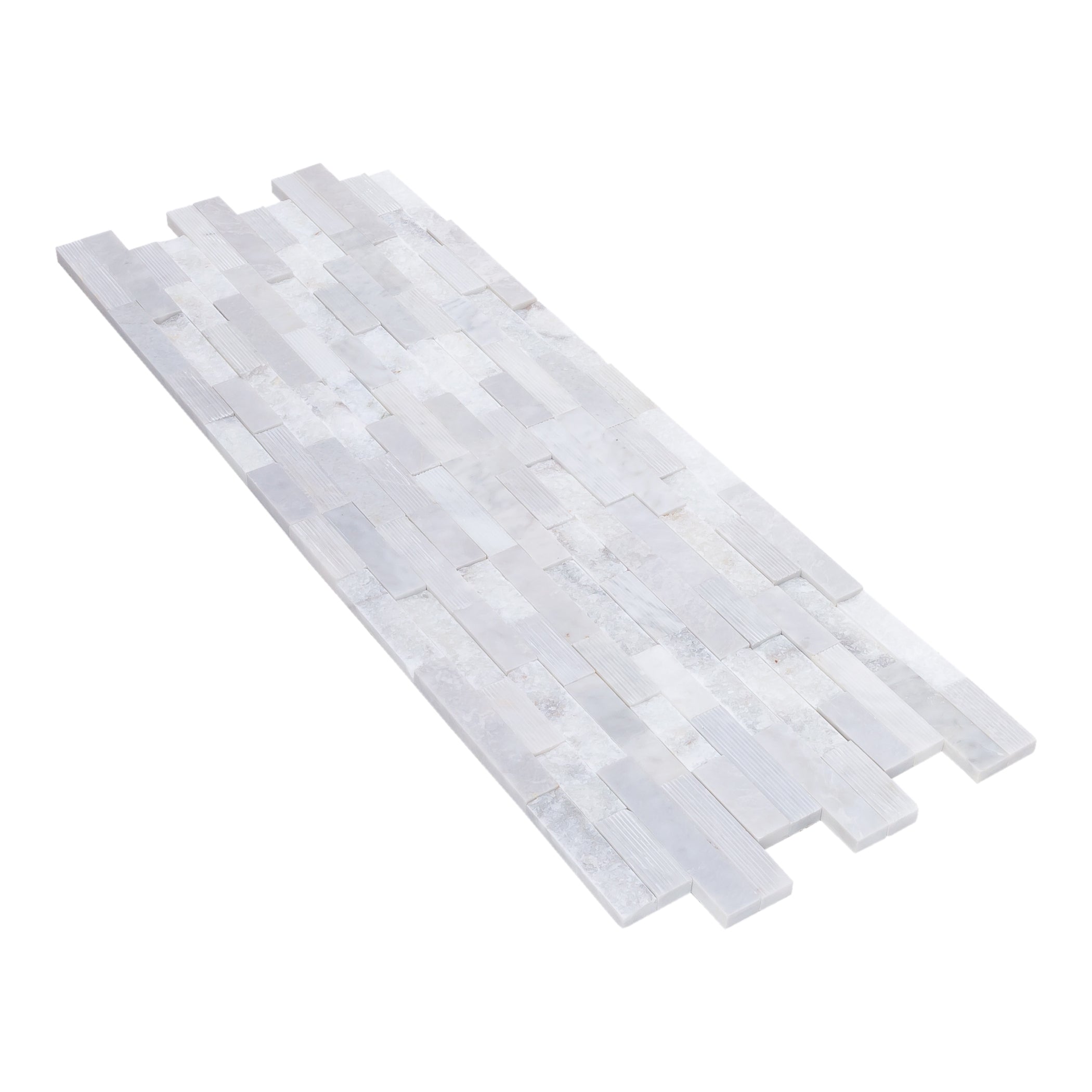 White Marble Ledger 3D Panel Wall Tile 6x24 Multi Surface Natural Finish