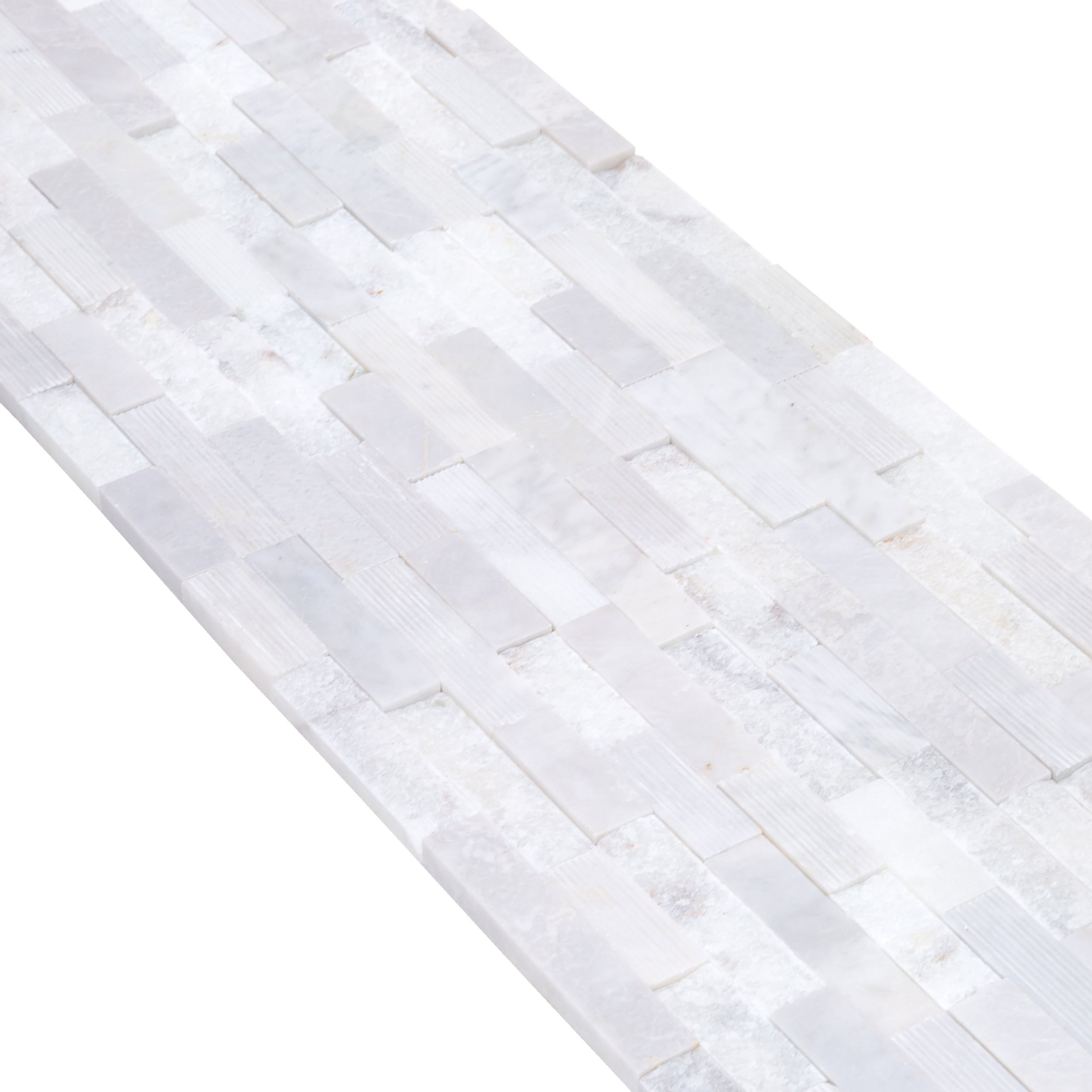 White Marble Ledger 3D Panel Wall Tile 6x24 Multi Surface Natural Finish