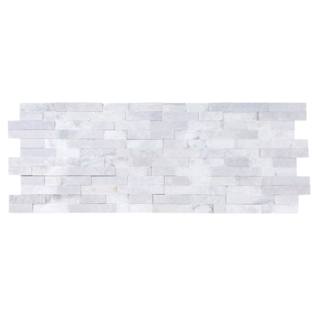 White Marble Ledger 3D Panel Wall Tile 6x24 Multi Surface Natural Finish