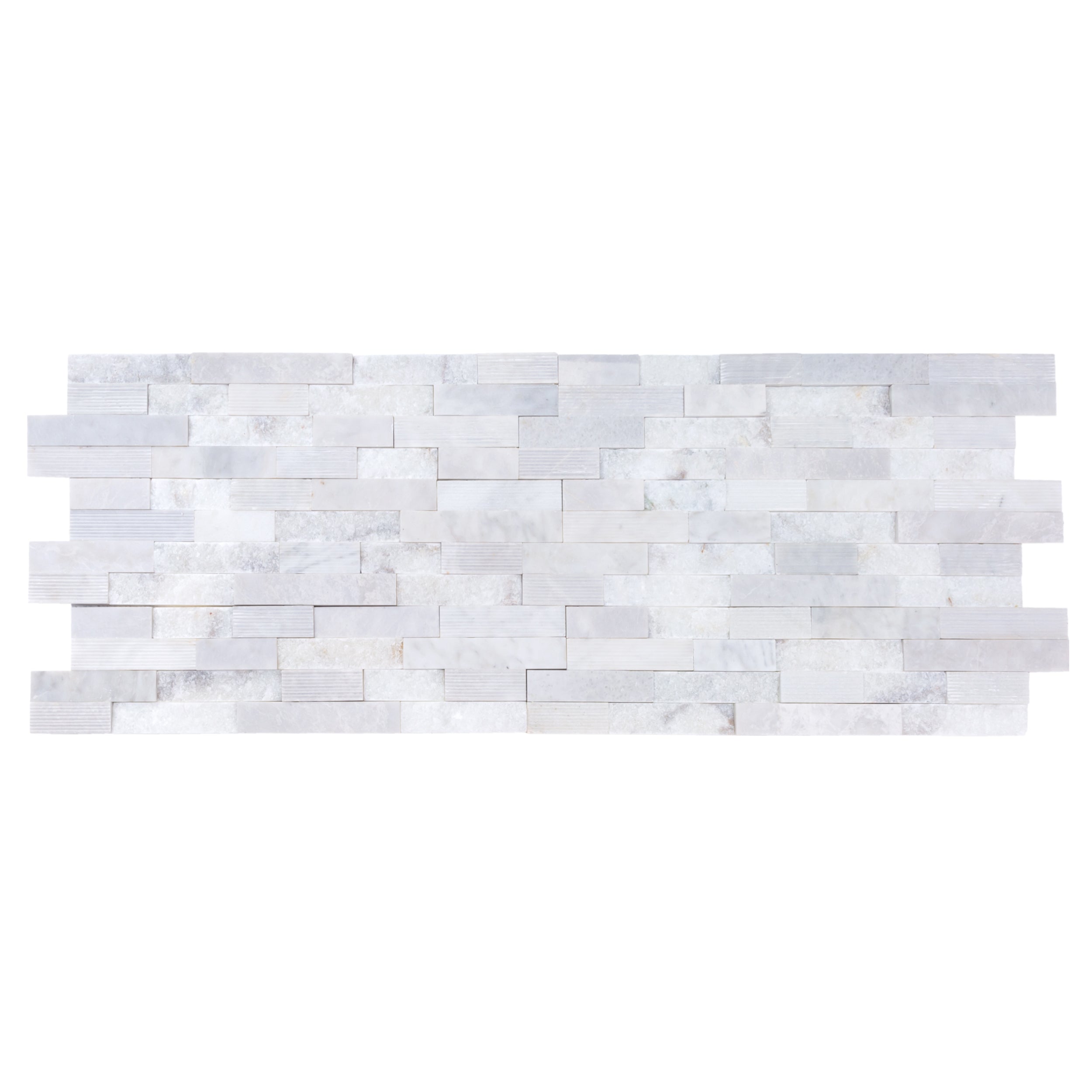 White Marble Ledger 3D Panel Wall Tile 6x24 Multi Surface Natural Finish