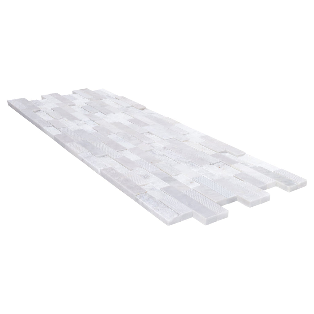 White Marble Ledger 3D Panel Wall Tile 6x24 Multi Surface Natural Finish