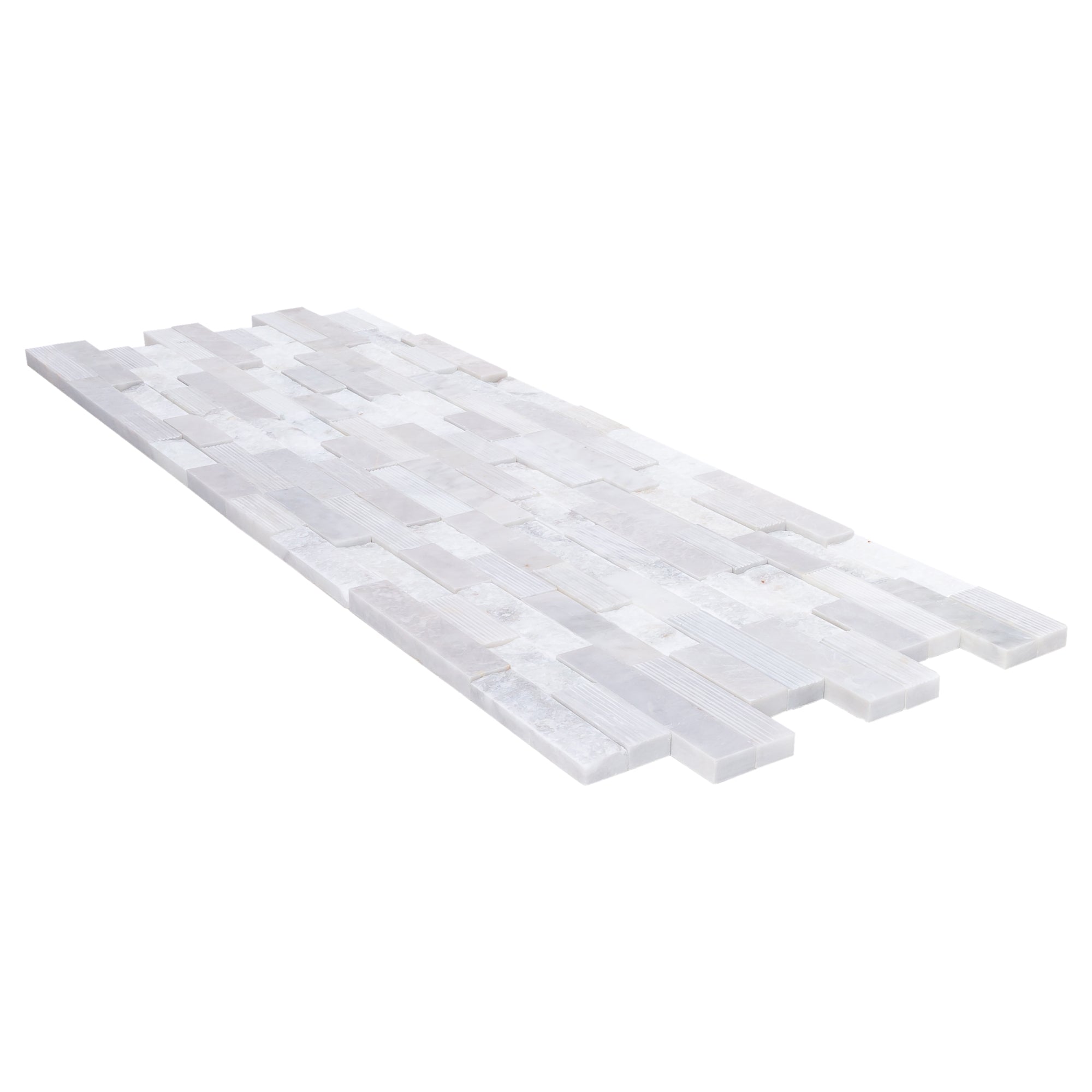 White Marble Ledger 3D Panel Wall Tile 6x24 Multi Surface Natural Finish