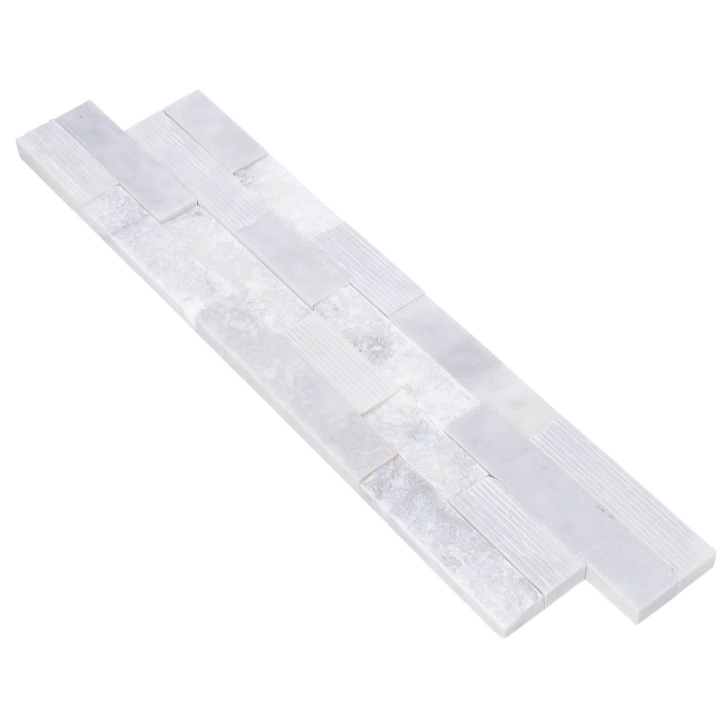 White Marble Ledger 3D Panel Wall Tile 6x24 Multi Surface Natural Finish