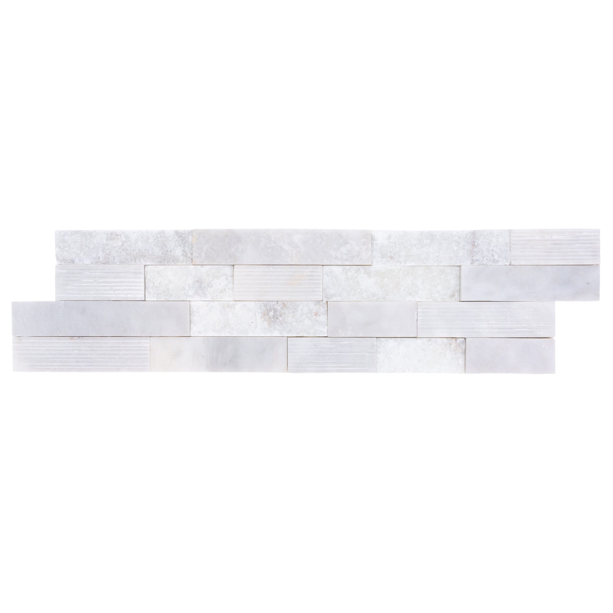 White Marble Ledger 3D Panel Wall Tile 6x24 Multi Surface Natural Finish