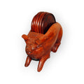 Pig Theme Hardwood Drink Coaster Set