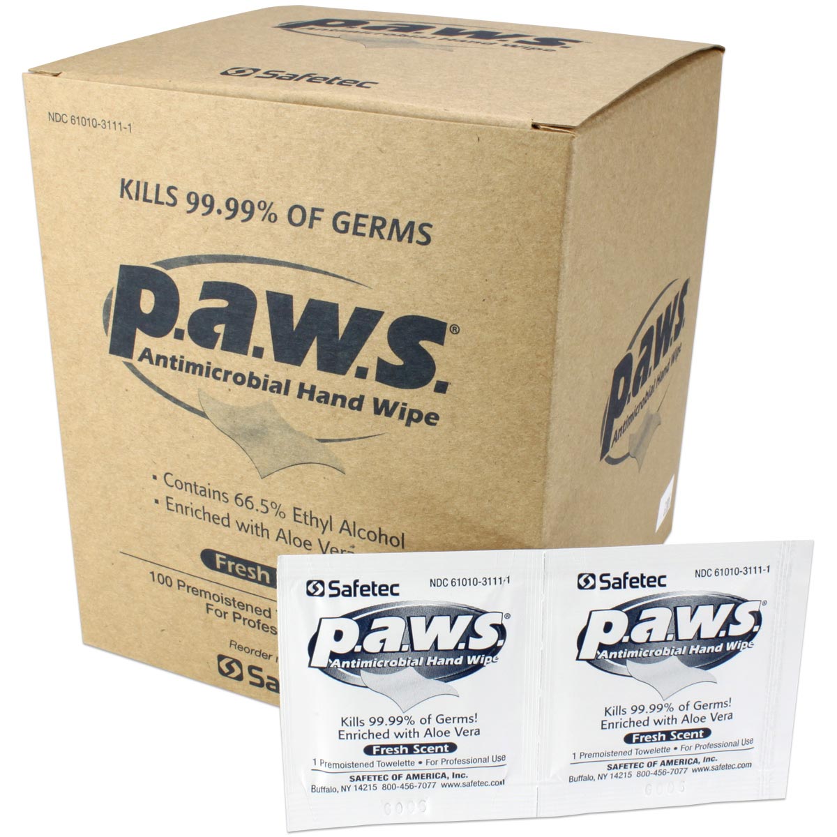 5"x8" Personal Antimicrobial (Kills Germs) Wipes, 100 per box