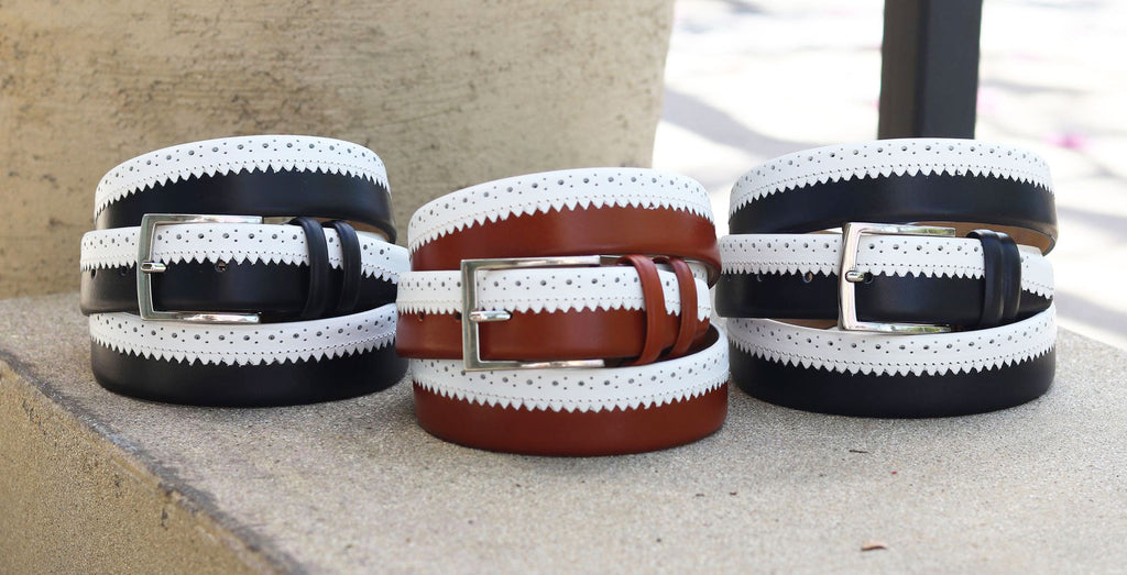 Maurice Two-Tone Leather Belt 3-Dark-Navy/White