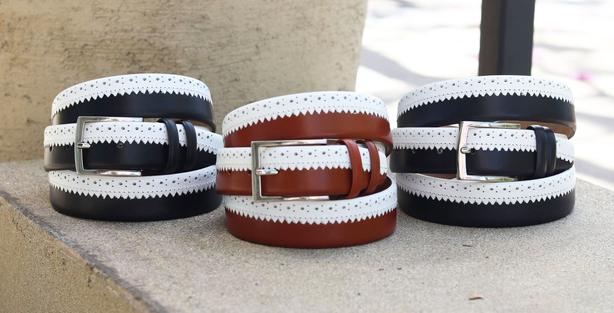 Maurice Two-Tone Leather Belt 3-Dark-Navy/White