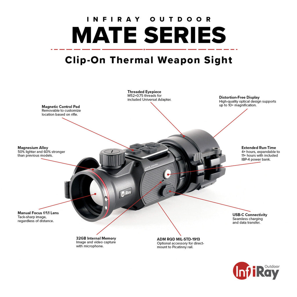 iRay Mate MAH50 | 50mm Clip-On Thermal w/ 2400 Yard Range