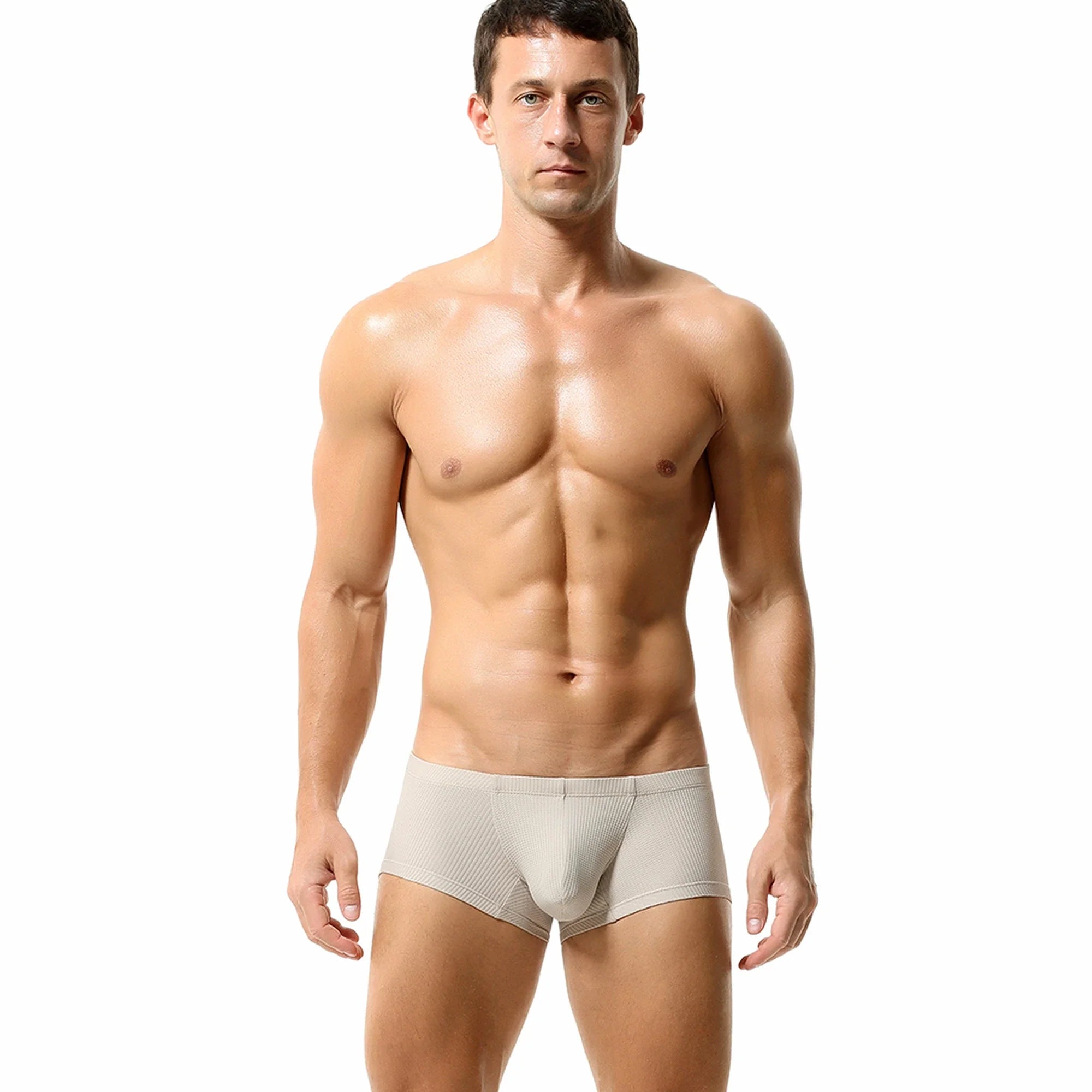 Men’s Breathable Solid Color Boxer Briefs