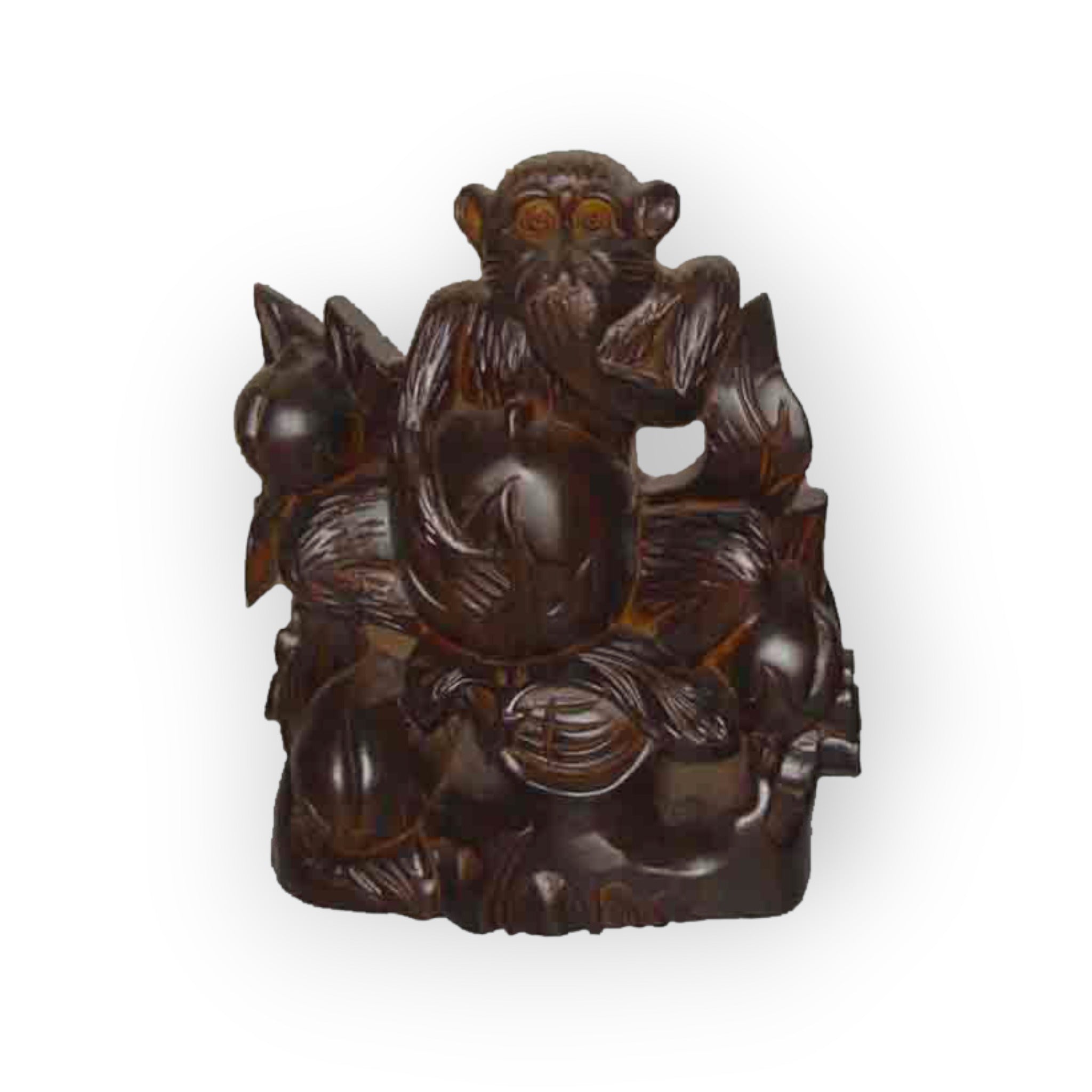 Hand Carved Rosewood Monkey 11" Tall