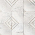 White Dolomite Dimensional Mosaic Tile Stella Geometric Design 12x12 Natural Stone