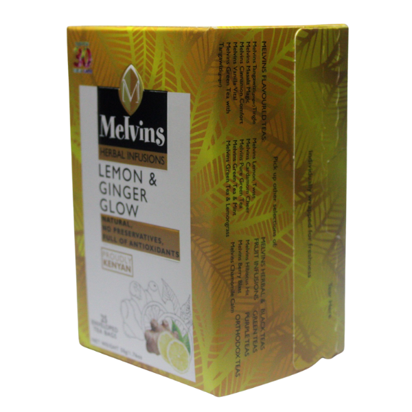 MELVINS LEMON & GINGER TEA BAGS 20'S TAGGED