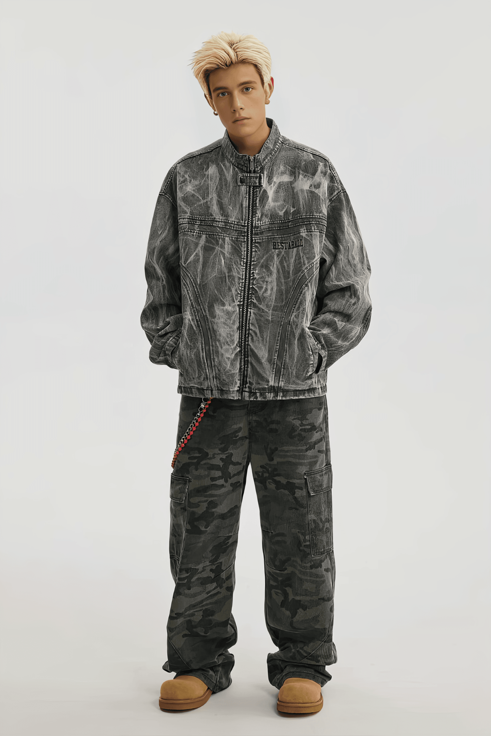 Winter Loose Graffiti Denim Jacket – Distressed & Motorcycle Style