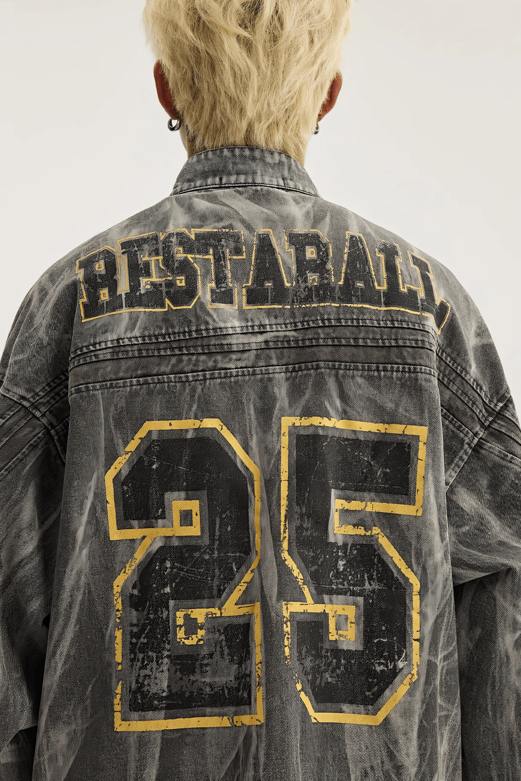 Winter Loose Graffiti Denim Jacket – Distressed & Motorcycle Style