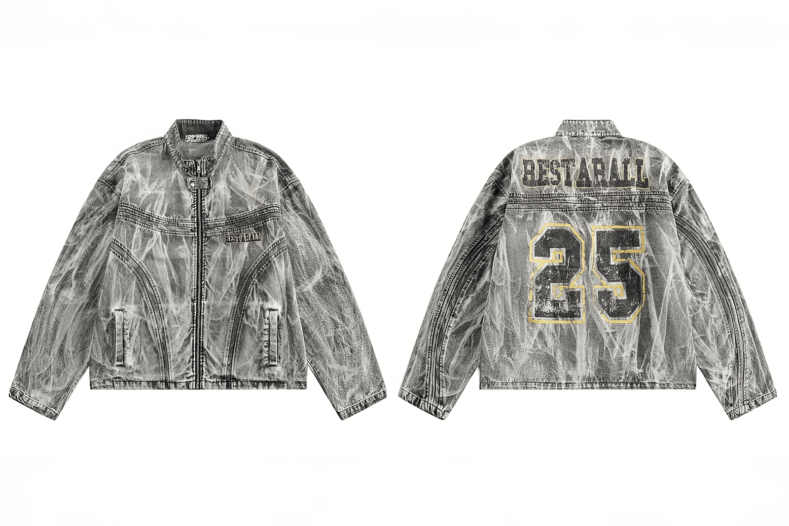 Winter Loose Graffiti Denim Jacket – Distressed & Motorcycle Style
