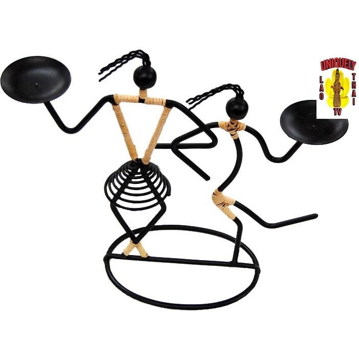 Metallic Waitress Candle Holder