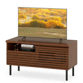 Mid Century Fluted TV Stand for 40 Inch TV Modern Entertainment Center with Open Compartment-Walnut