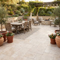 Travertine Miletos Ivory Tumbled Pavers - Mediterranean Outdoor