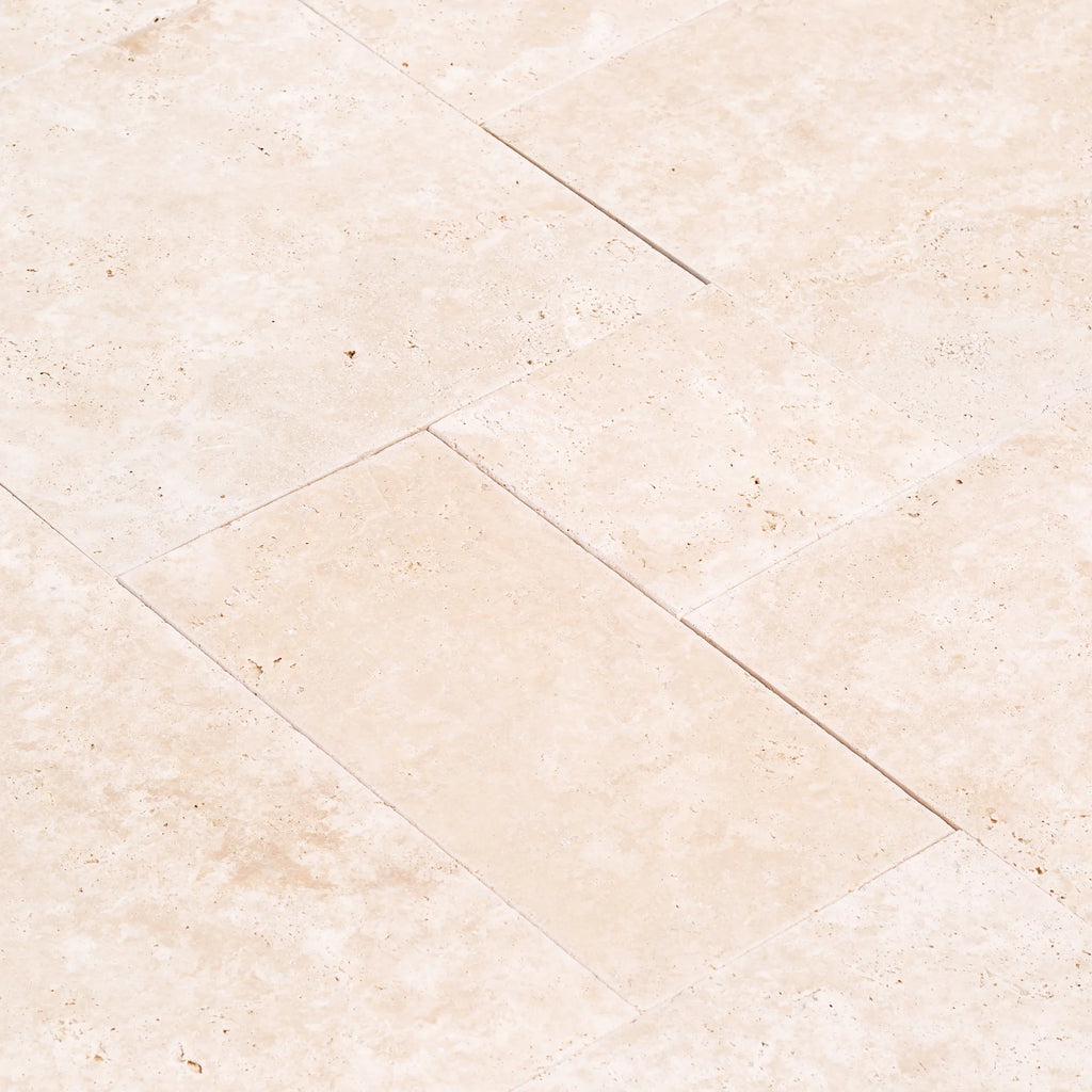 Travertine Miletos Ivory Tumbled Pavers - Mediterranean Outdoor